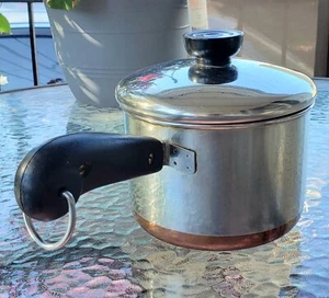 Vtg 1801 Revere Ware 1 Qt - 88 Stainless Steel Sauce Pan Copper Bottom w/ Lid - Picture 1 of 3