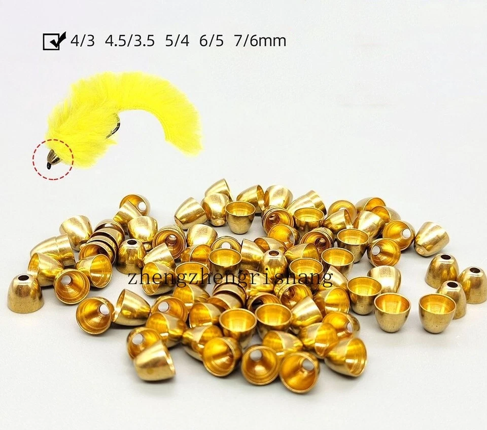 50 piezas cabezas de cono de cobre latón tubo moscas serpentinas atar moscas materiales Foto 1 de 4