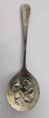 Cuchara para servir perforada/ranurada vintage Sheffield England plateada  Foto 1 de 4