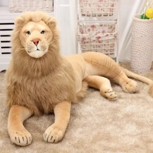 110Cm Large Cool Lying Lion Pillow Lively Simulated Animals Model Kids Mount Hom - Picture 1 of 5
