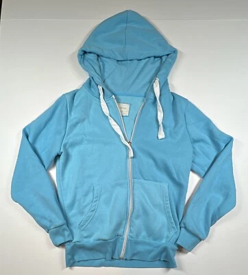 Sudadera con Capucha Doublju Básica con Cremallera Azul Talla Pequeña Algodón Mezcla de Poliéster Cuerda Blanca Foto 1 de 4