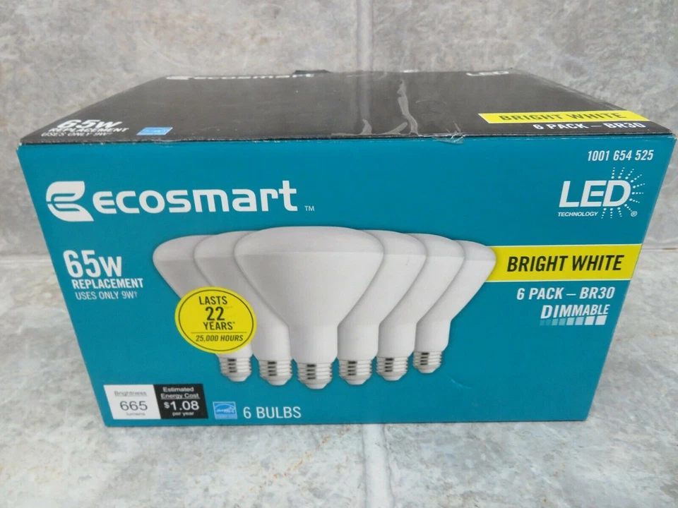 Eco Smart 65W Equivalent BR30 Dimmable LED Light Bulb (Pack of 6) - Image 1 of 1