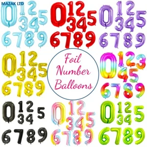 Number Balloons 32" 40" Foil Birthday Party Large Giant Helium Air Decoration - Picture 1 of 13