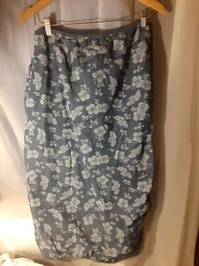 TY Wear Denim Jean Skirt Plus 20 Wrap Floral Print Tie Long Oversized Lagenlook - Picture 1 of 10