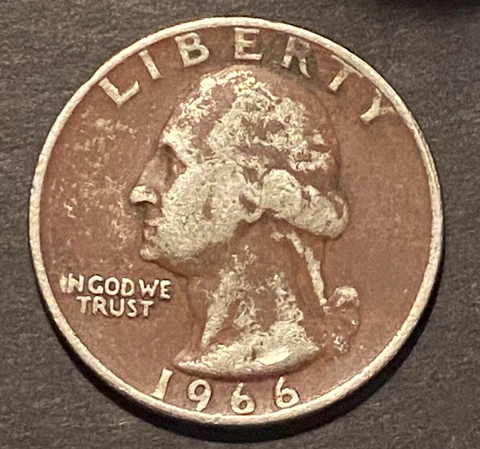 RED 1966 Washington Quarter No Mint Mark/ Improperly Annealed. BEAUTIFUL ERRORS Cover