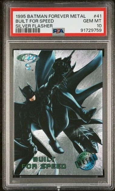 1995 BATMAN FOREVER METAL BUILT FOR SPEED SILVER FLASHER PSA 10 GEM MINT POP 1 - Image 1 of 2