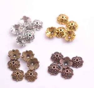 200 pezzi fiori argento tibetano perline tappo distanziatore ciondoli gioielli oggetti 8 mm W3113 - Foto 1 di 5