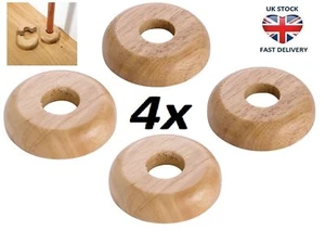 4 X REAL OAK Wood 45/15mm Radiator Pipe Collars Wooden Floor Cover Rose Rings - Picture 1 of 2
