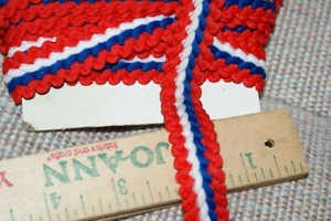 Braid Trim Red White Blue 1/2" x 5 Yards Vintage Sewing Craft Fast Shipping - Picture 1 of 2