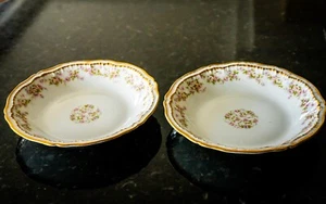 2 cuencos de sopa Theodore Haviland Limoges 7 5/8" 844 doble oro rosa rosas - Imagen 1 de 4