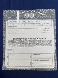 1976 AMC Hornet 4D Station Wagon Certificate Historical Document Virginia - Picture 1 of 4