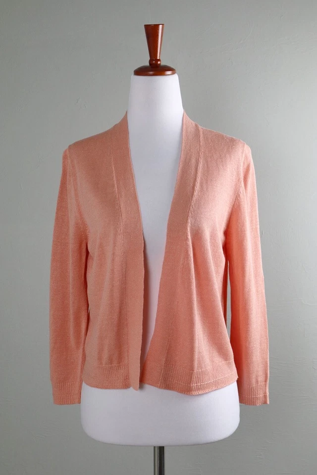 Suéter Cardi ANN TAYLOR NUEVO CON ETIQUETAS $64 Mezcla de Lino Frente Abierto Talla Pequeña Foto 1 de 4