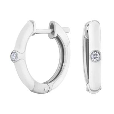 Ohrringe Silberohrringe Creolen Damenohrringe 925 Silber Zirkonia Stein Emaille - Bild 1 von 4