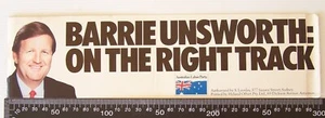 VINTAGE 80s BARRIE UNSWORTH NSW PREMIER LABOR PARTY POLITICS ELECTION STICKER - Picture 1 of 1