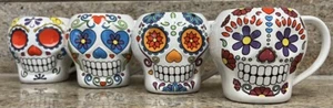 Juego de 4 tazas/tazas de café de cerámica calaveras de azúcar Halloween Día de los Muertos - Imagen 1 de 1