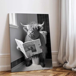 ✅ Wandbild Stier Poster Highland Cow auf Toilette Klo WC Badezimmer Deko lustig - Bild 1 von 28