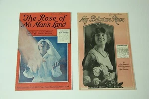 2 Spartiti Edizione Guerra Mondiale La Rosa della Terra di Nessuno My Belgium Rose Antique - Foto 1 di 7