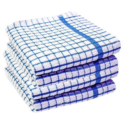 15 x 24 toallas de cocina suaves 100 % algodón hilado en anillo blanco y azul claro Foto 1 de 4