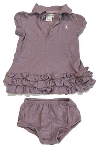 Ralph Lauren Light Purple Ruffle Logo Polo Dress & Bloomers Set Baby Girl 9M - Picture 1 of 11