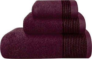 Ultra Soft 3 Pc Cotton Towel Set Bath 28x55 Hand 16x24 Washcloth 12x12 Burgundy - Picture 1 of 12