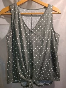 Camisa Loft Outlet Mujer Mediana Verde y Blanco Lunares 100% Algodón Corbata Frontal - Imagen 1 de 5