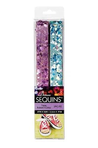 Darice SEQ300D Hexagon and Square Shape Sequin Tape, 36-Inch, Aqua + Lavender - Picture 1 of 1