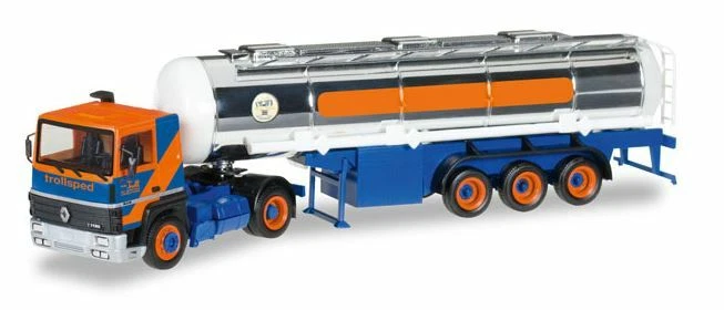HERPA 306812 Scala HO Renault R 310 con semirimorchiocisterna cromato 'Troll' - Immagine 1 di 1