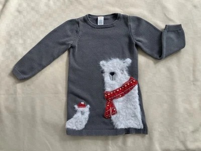 Gymboree Gray Knit Sweater Dress Sz 5T. North Pole Party.   VGUC - Image 1 of 4