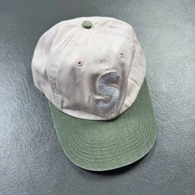 100% Подлинный Supreme S логотип 2 тона регулируемый крышка шляпа бежевый зеленый - Изображение 1 из 4