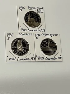Proof Commemorative 50c 1986-s Statue of Liberty 1989-s Congress 1992-s Olympic - Picture 1 of 8