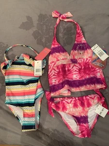 Lot Of 2 Swimsuits Girls BRAND NEW W/TAGS Size 5, Jantzen & Breaking Waves - Picture 1 of 6