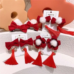 Kids Chinese Hair Clips Flowers Hairpins Bow Headwear Chinese New Year Hairpins - Picture 1 of 9