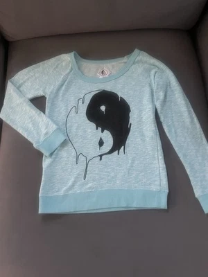 Volcom Vintage Y2K Juniors Women's Sky Blue Yin & Yang Sweater Size XS/S - Image 1 of 4
