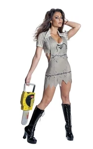 LICENSED ADULT WOMENS MISS LEATHERFACE TEXAS CHAINSAW MASSACRE HALLOWEEN COSTUME - Picture 1 of 2