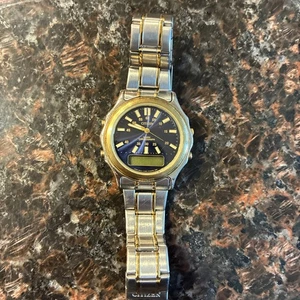 Citizen C480 S27247 Analog Digital Blue Dial Uhr Vintage - Rang B - Bild 1 von 15