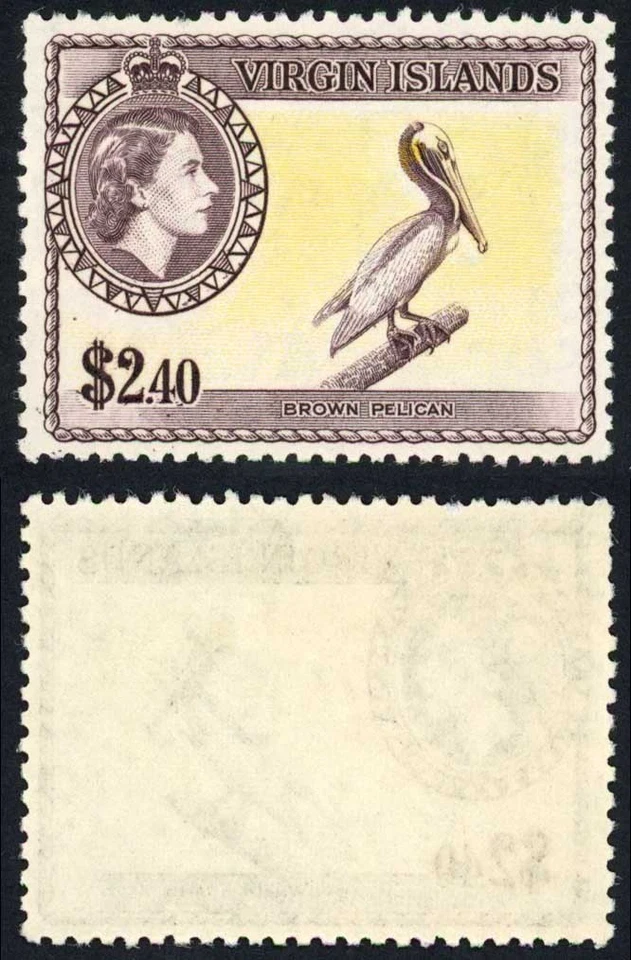 Виргинские острова 1956-62 SG.160 2,40 доллара коричневый пеликан UM cat 50 фунтов - Изображение 1 из 1