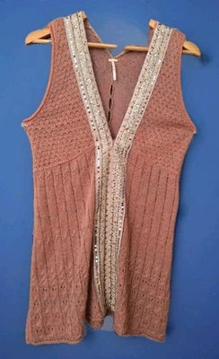 Top/vestido túnica Free People tejido lentejuelas adornado detalle espalda salmón talla L Foto 1 de 4