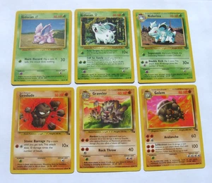 6 Pokemon Karten Nidoran-Nidorina-Nidoran-Golem-Graveler-Geodude-LP-Low Shipping - Bild 1 von 14