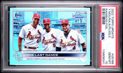2022 Topps Update One Last Dance Pujols Molina Wainwright Rainbow Foil • PSA 10 - Image 1 of 3