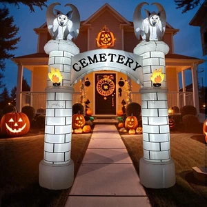Arco inflable de cementerio gigante de Halloween de 10 pies al aire libre decoración de patio inflable LED - Imagen 1 de 7