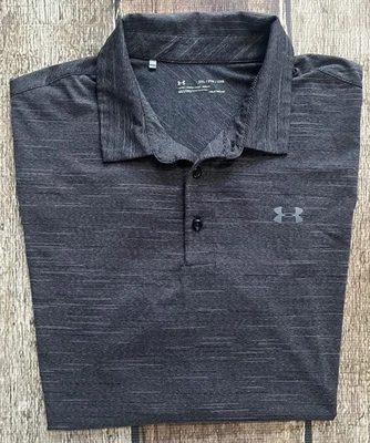 CAMISA POLO UNDER ARMOUR HEATGEAR SUELTA JASPEADA GRIS CARBÓN PARA HOMBRE 2XL EXCELENTE Foto 1 de 4