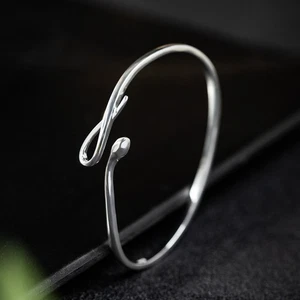 N04 Bangle Snake 50 MM Sterling Silver 925 Bangle - Imagen 1 de 7