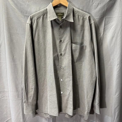 Camisa de vestir Ermenegildo Zegna para hombre XL gris manga larga abotonada hecha en Italia Foto 1 de 4