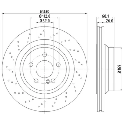 Rotor de freio a disco Hella Pagid 355126402 para modelos selecionados 03-11 Mercedes-Benz - Imagem 1 de 4