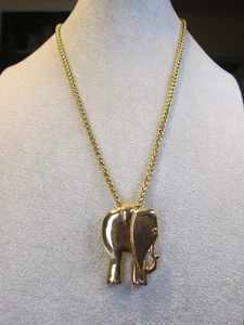 Hermoso collar de cadena vintage dorado elefante colgante Gay Boyer 21" - Imagen 1 de 6