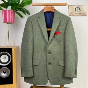 Oliver Brown (40R) England Windowpane Wool TWEED Sport Coat Jacket Hacking VGC - Picture 1 of 15