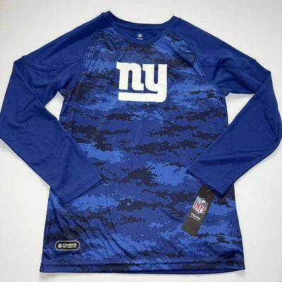 NWT NFL New York Giants Youth L/S Shirt Large 14/16 Combine Authentic Camo Blue - Image 1 of 4