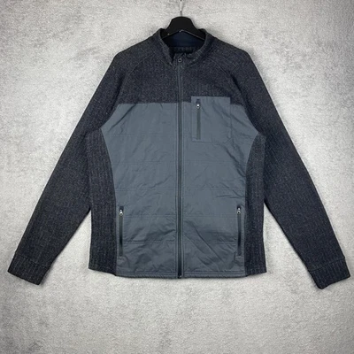 Chaqueta prAna Para Hombre Extra Grande Gris Acolchado Panel Mezcla Lana Bolsillos con Cremallera Completa Foto 1 de 4