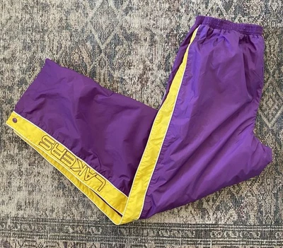 VTG 90s Los Angeles Lakers NBA Tearaway Warmup Pants XL Lined Nylon Breakaway - Image 1 of 4