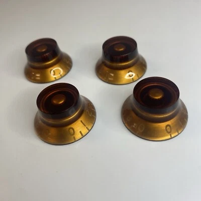 Juego de 4 perillas campana sombrero ámbar estilo LP para guitarra Gibson Foto 1 de 4